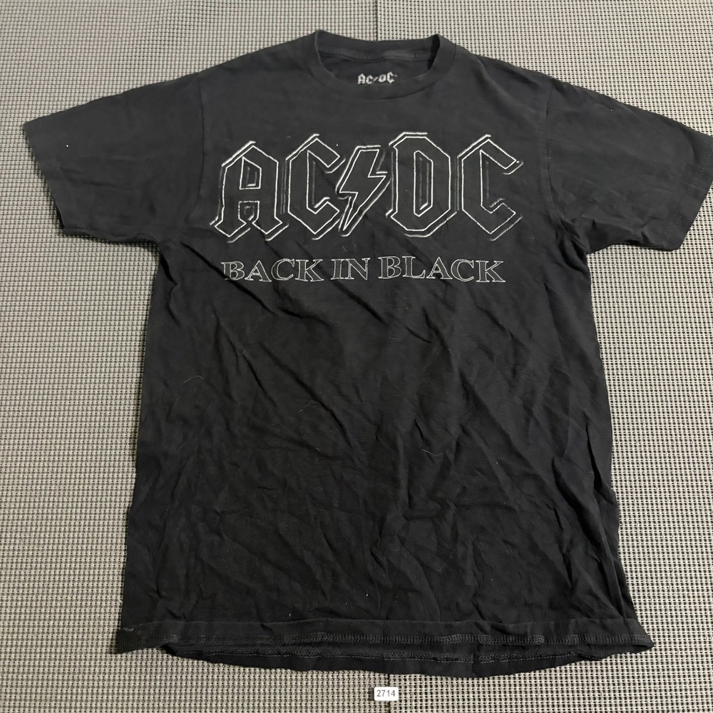 AC/DC Back In Black Graphic T-Shirt Black Size S Mens Short Sleeve Band Tee